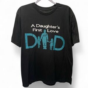 GEORGE Men's L Black Teal Tee "A Daughter's First Love DAD" Philadelphia Eagles